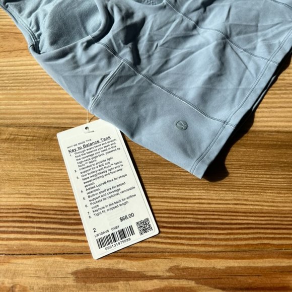 Lululemon Key to Balance Tank Top Fitted High Neck Crisscross Blue Sz 2 NWT - Picture 5 of 5